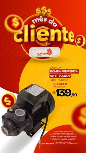 Bomba periférica 1/2 HP Vulcan 220v