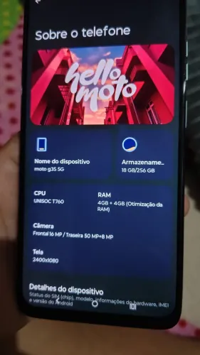 Motorola G35 256 GB 8de RAM aceito cartão