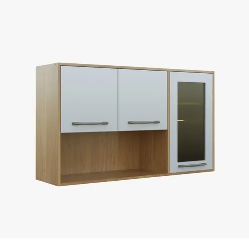 Armário Aéreo 1200 C Vidro Áustria Off White Frete Grátis 