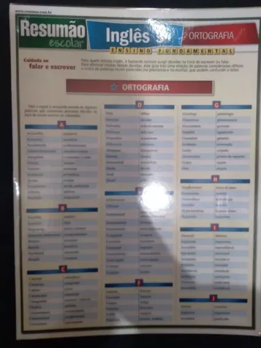 Inglês- 6 -Plastificado-Oração, Erros Comuns, Vocabulário, Verbos, Ortográfica e Gramática
