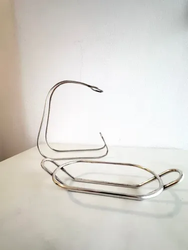 Suporte para garrafa de vinho e refratário em prata 90
