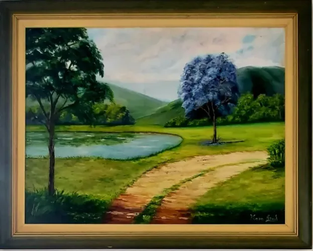 Vendo quadro paisagem,pintado a mão tinta óleo sobre tela  