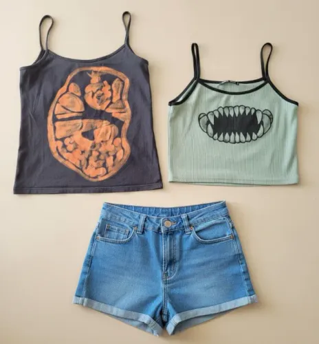 Kit Personalizado 2 Croppeds e 1 Shorts Jeans Feminino