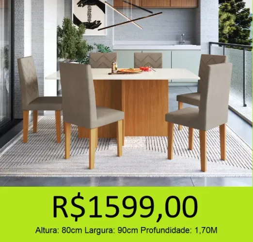 mesa com 6 cadeiras de jantar - a pronta entrega