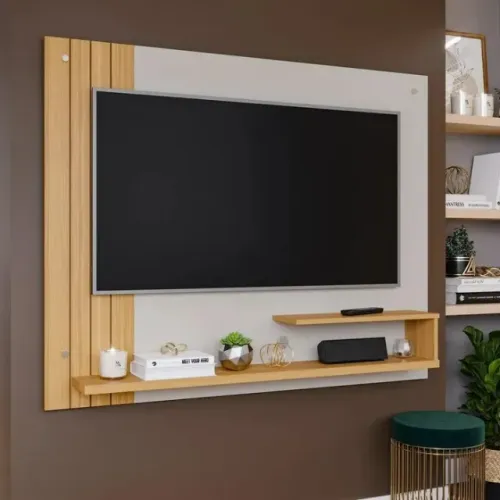 Painel Rack Para Tv Até 50 Dunas Permobili Off White/nature - Montagem Grátis 