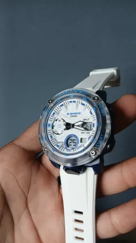 relógio g-shock ga-2000 branco com azul masculino digital eletrônico