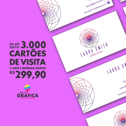 3000 Cartões de Visita c/ Arte e Entre Grátis - R$ 299,90