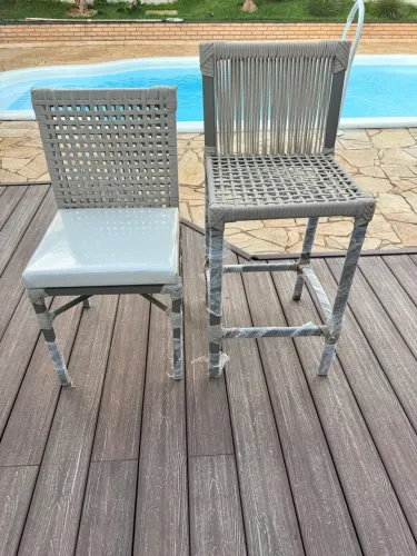 Banquetas em alumínio toda revestida em tricô nautico 590 cada