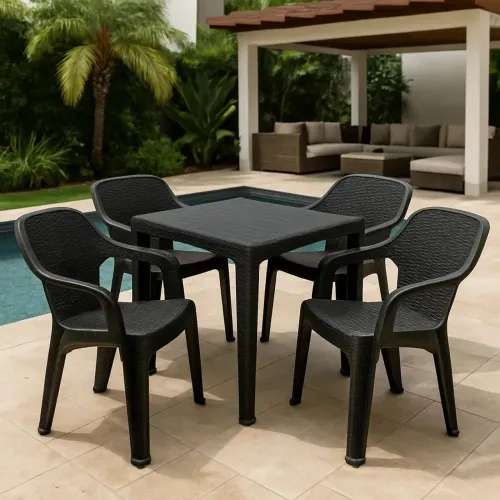 Conjunto mesa com cadeiras ratan dicasabh
