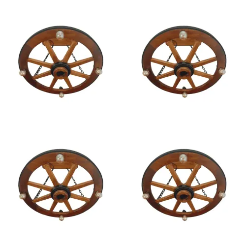 Kit 4 Lustres Rústico 60cm 4Bocal - Madeira Maciça 