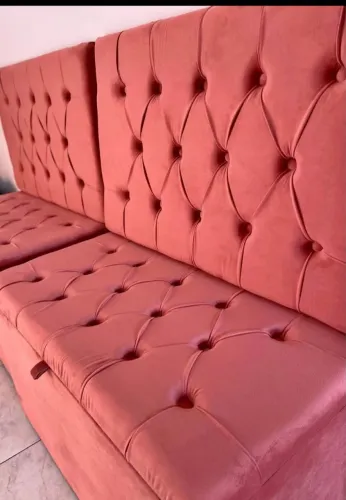  Cabeceira  e recamier Casal Suede Bege