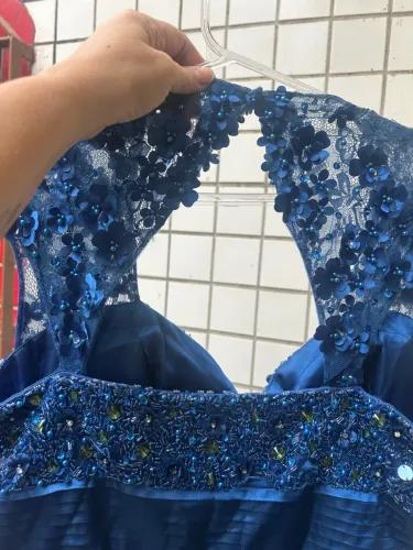 Vestido de festa lindo azul GG (plus size)