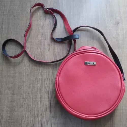 Bolsa Feminina Transversal Mini Bag Zíper Redonda Moderna Vermelha
