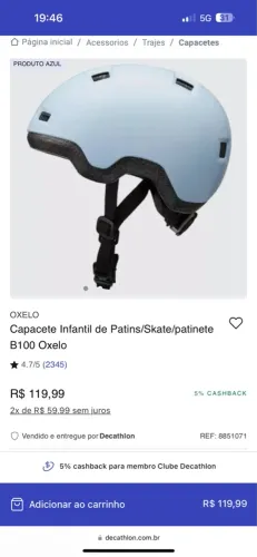 Capacete Infantil Oxelo B100 - Patins/Skate
