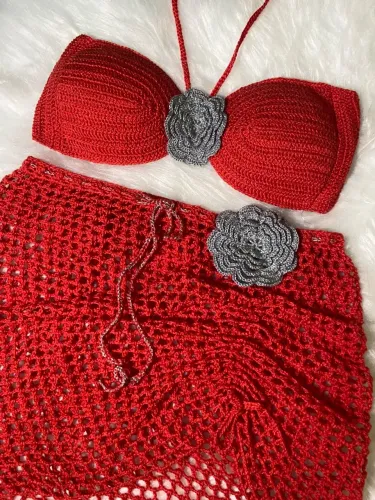 Conjunto crochê, saia e top crochê, conjunto praia