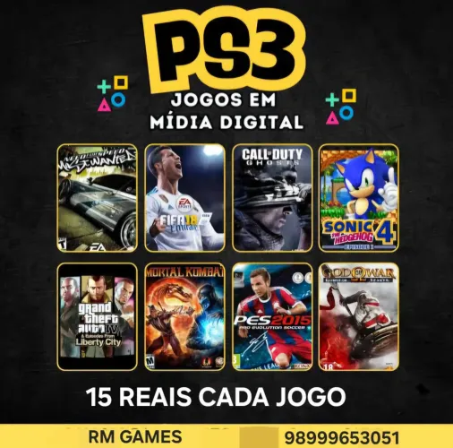JOGOS PS3 MIDIA DIGITAL- 15 REAIS CADA