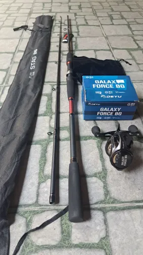 Conjunto de carretilha GALAXY FORCE BG DEYU VARA 2.40 M 20-50 LBS NOVOS 