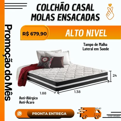 Colchão Casal Molas Ensacadas Alto Nível