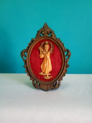 Antigo e delicado quadro com anjinho estilo barroco - Itália 