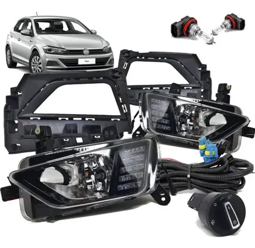 Kit Completo Farol Milha Neblina Auxiliar - Sem Drl - Botão Modelo Original