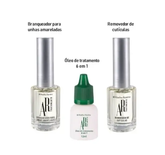 Kit Abelha Rainha Cuidado com as Unhas: Óleo Tratamento+Branqueador Unhas Amareladas+Remov
