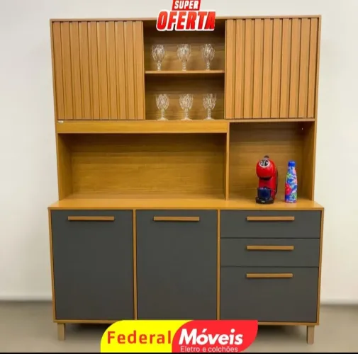 Armário para Cozinha Ripado Compacto 1,64m - Novo e Prático para Sua Cozinha