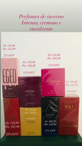 Perfumes masculinos e femininos promoção Boticário Eudora Natura