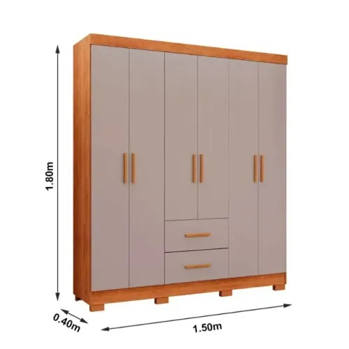 GUARDA ROUPA 6 PORTAS 2 GAVETAS /SOLTEIRO