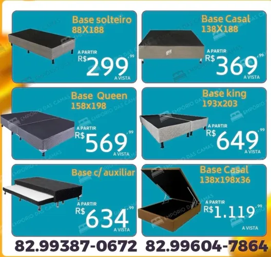 Base Bonsono solteiro ao king, base bau, base convencional, base com auxiliar solteiro