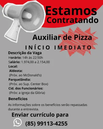 Auxiliar de Pizzaiolo