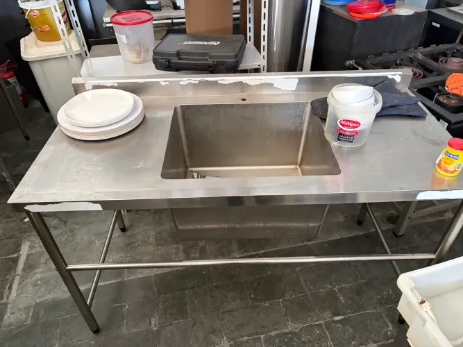 Bancada de inox cozinha bojo central