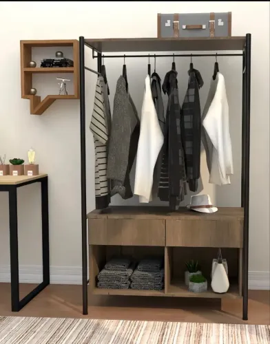 Guarda Roupa Solteiro Closet Industrial 90cm 2 Gavetas Paris Cor Marrom