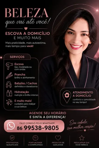 Deseja cuidados de salão na sua casa? Então entrar em contato e vamos agendar seu horário.