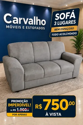 Promoção imperdível por apenas 750 Sofá novo 3 lugares bem espaçoso todo acolchoado