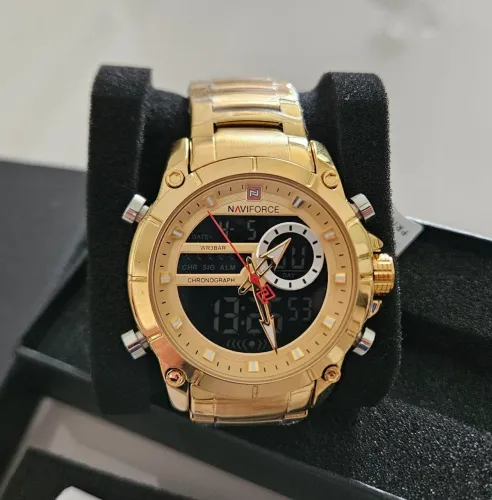 Relógio Masculino Naviforce NF9163 Dourado - Esportivo Luxo - Pronta Entrega