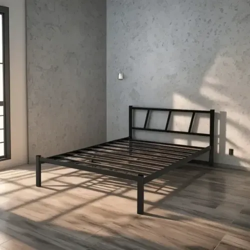 Cama Casal Bruna 100% Ferro Reforçada Estilo Industrial