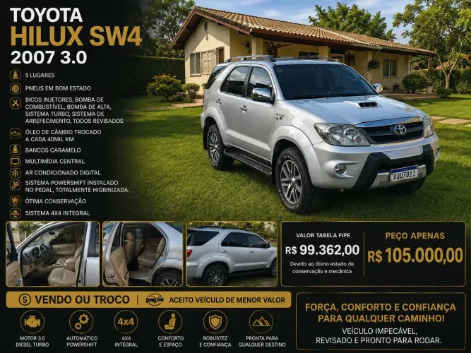 Toyota Hilux SW4 SRV D4-d 4X4 3.0 TDI Dies. AUT 2007