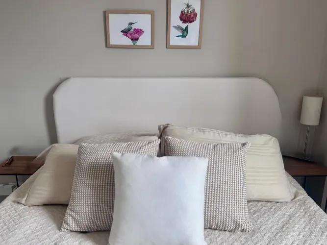 Cabeceira Cama Box Queen 160cm Orgânica Lanna Linho Cru