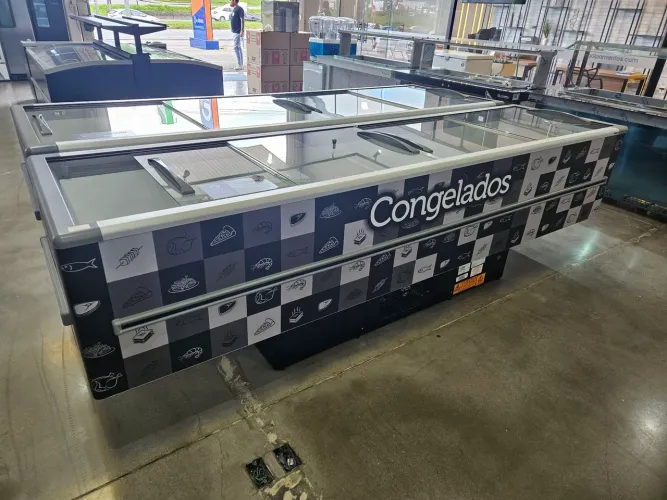 ilha de congelados para mercados 3 metros 820 litros - 2 anos de garantia