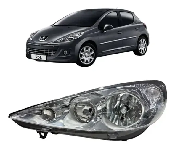 Farol Dianteiro Esquerdo Peugeot 207 2009 A 2013 Cromado Esquerdo/motorista