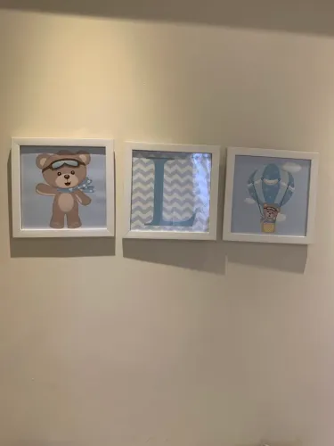 Trio quadros ursos / balão /  letra L
