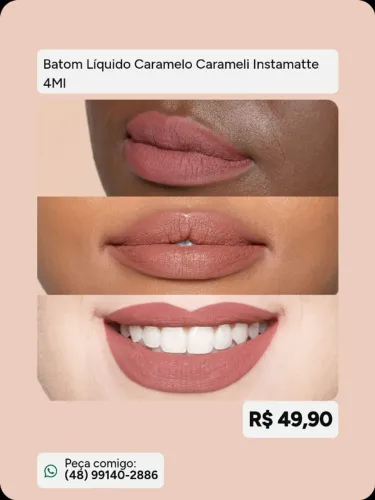 Batom Líquido Caramelo Carameli Instamatte 4ml