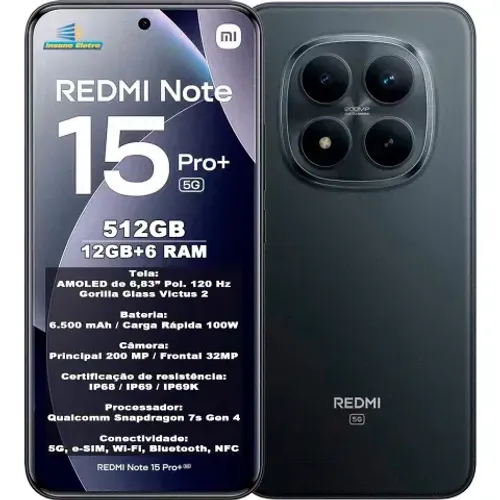 XIAOMI REDMI NOTE 15 PRO 256GB/8GB RAM - NOVO LACRADO COM GARANTIA