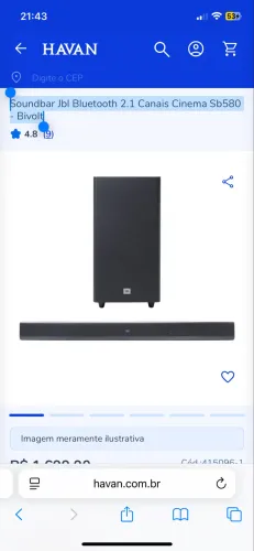 Soundbar Jbl Bluetooth 2.1 Canais Cinema Sb580 - Bivolt