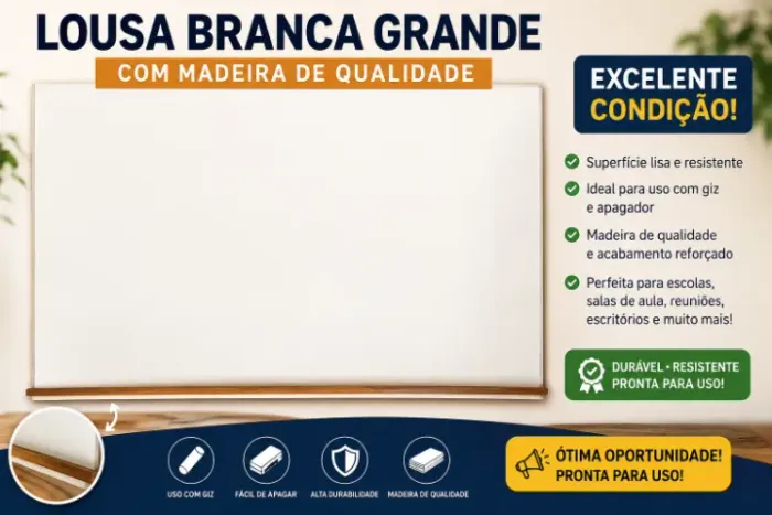 Lousa Branca Grande Borda Madeira de Qualidade Perfeita