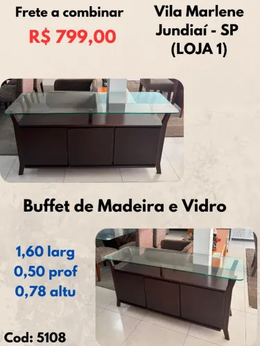 Buffet de Madeira e Vidro