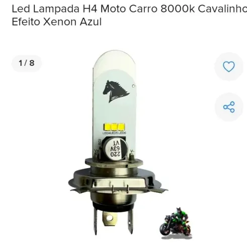LED LAMPADA H4 MOTO 8000k CAVALINHO EFEITO XENON AZUL
