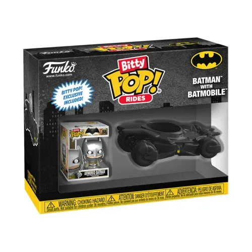 Funko Bitty Pop do Batman com batmóvel