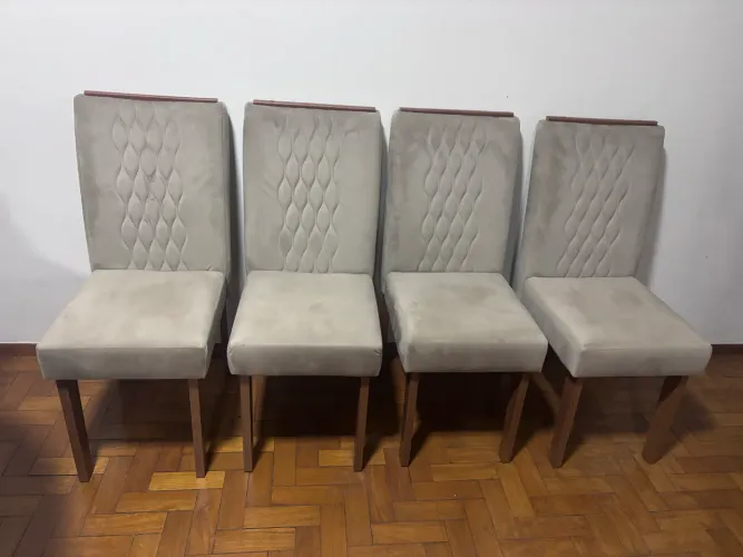 Conjunto 4 cadeiras suede bege