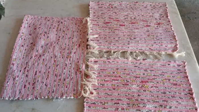 kit 3 tapetes artesanais rosa